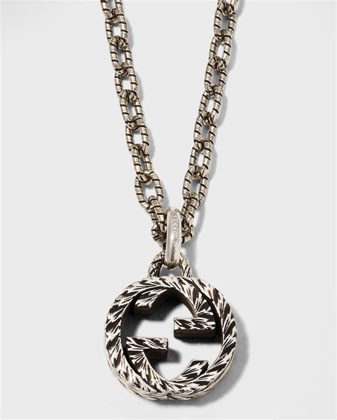 gucci pendant necklace men|gucci interlocking g silver pendant.